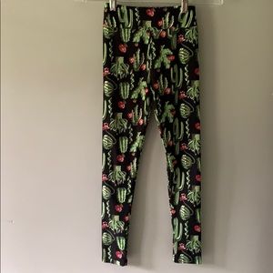 LuLaRoe leggings TWEEN cactus black green NWOT